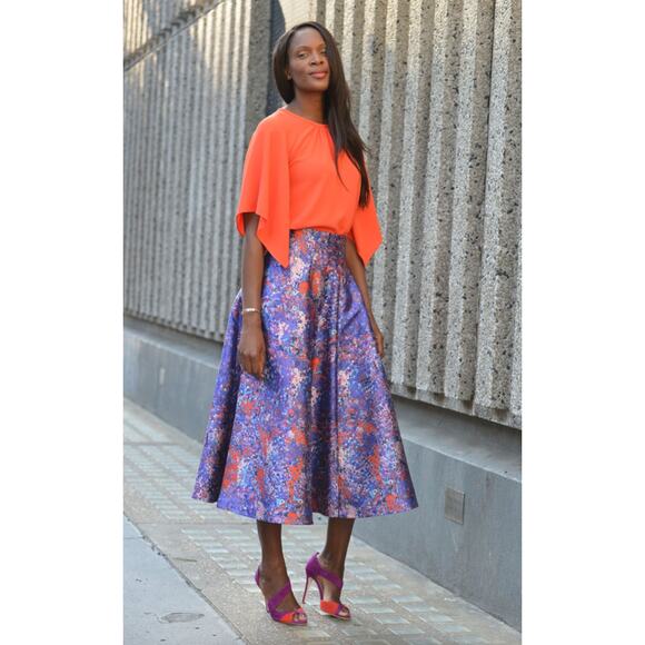 LK Bennett Women's Brunele Full Printed Midi Skirt Size 4 Abstract Artsy Bold - Picture 11 of 13